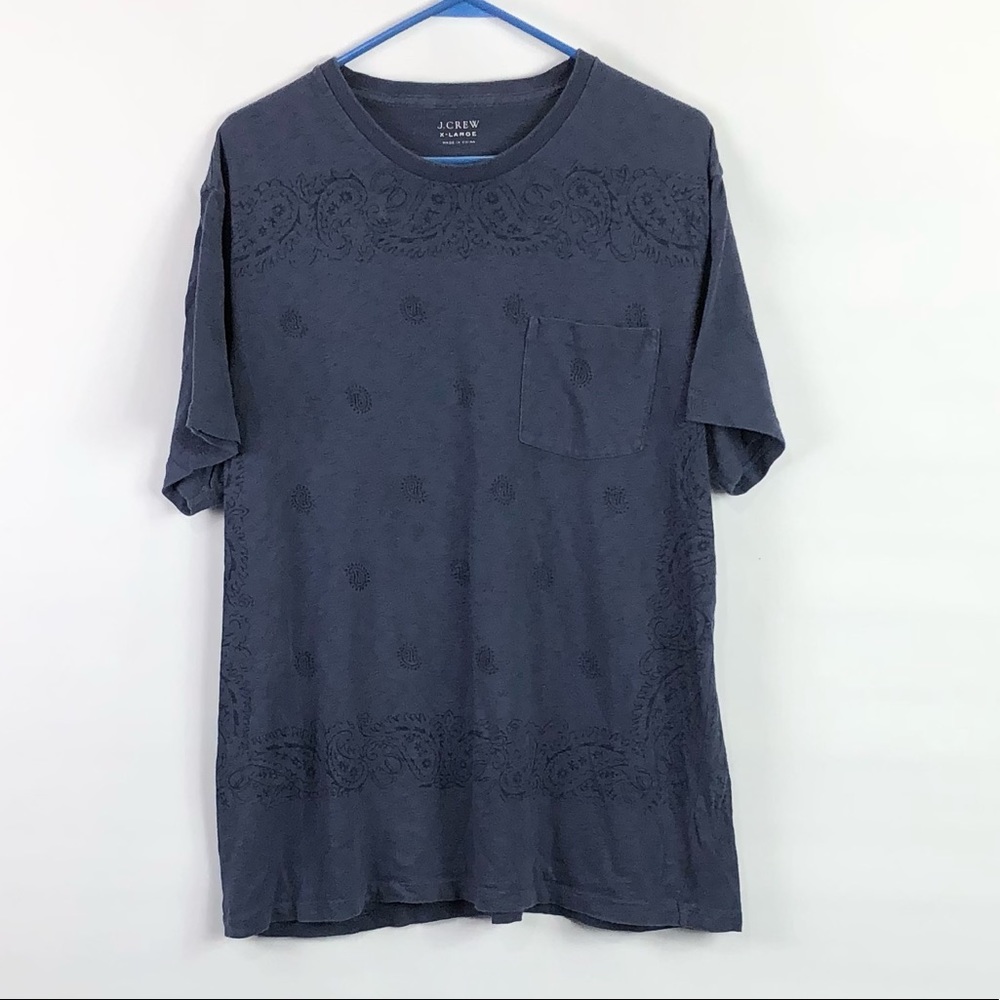 J. Crew bandanna print blue pocket tee T-shirt XL